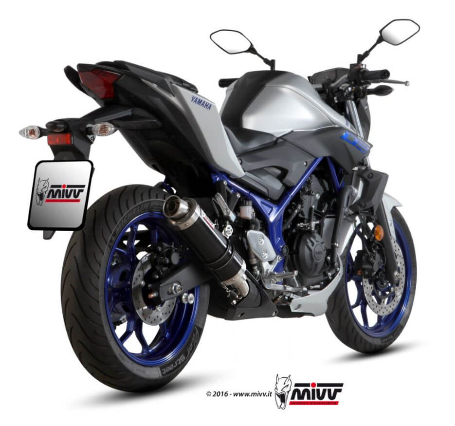 MIVV GP Black Stainless Steel Slip-On Exhaust '16-'23 Yamaha MT-03