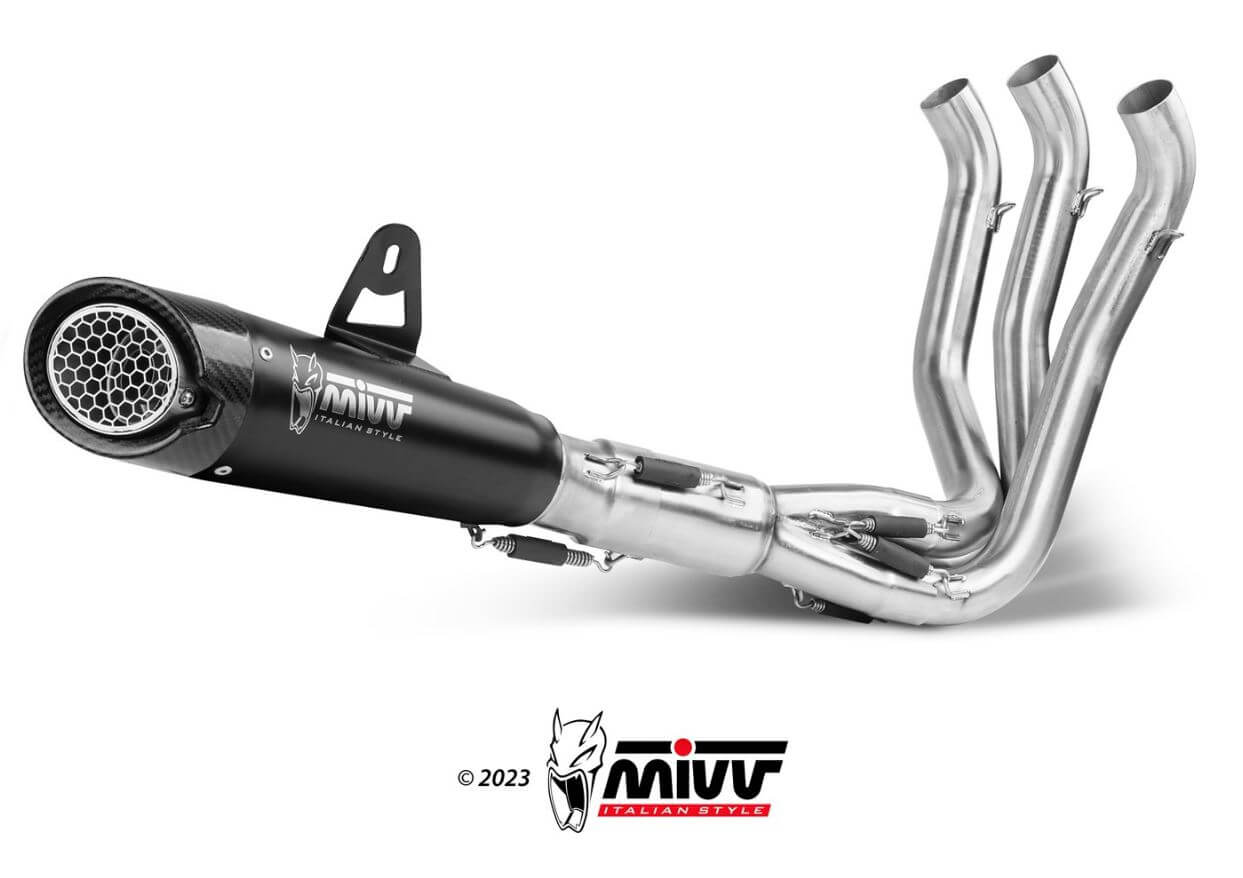 MIVV X-M5 Black Stainless Steel Full Exhaust 21-23 Triumph Trident 660