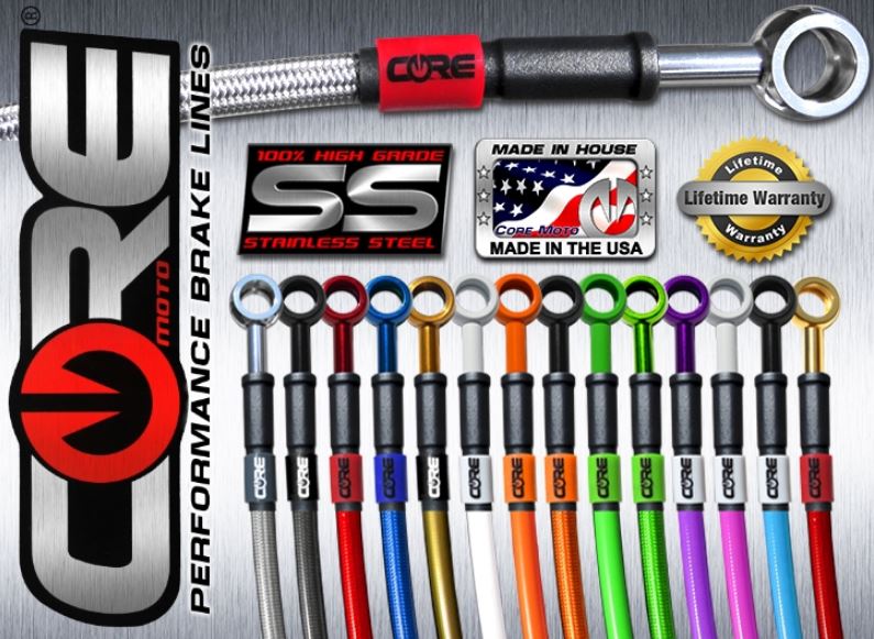 Core Moto Front and Rear Brake Line Kit '23- Kawasaki ZX-4RR ABS (6 Lines)