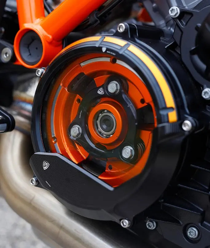 CNC Racing Clear Clutch Cover 16-24 KTM 1290/1390 Super Duke R/GT | Black/Orange