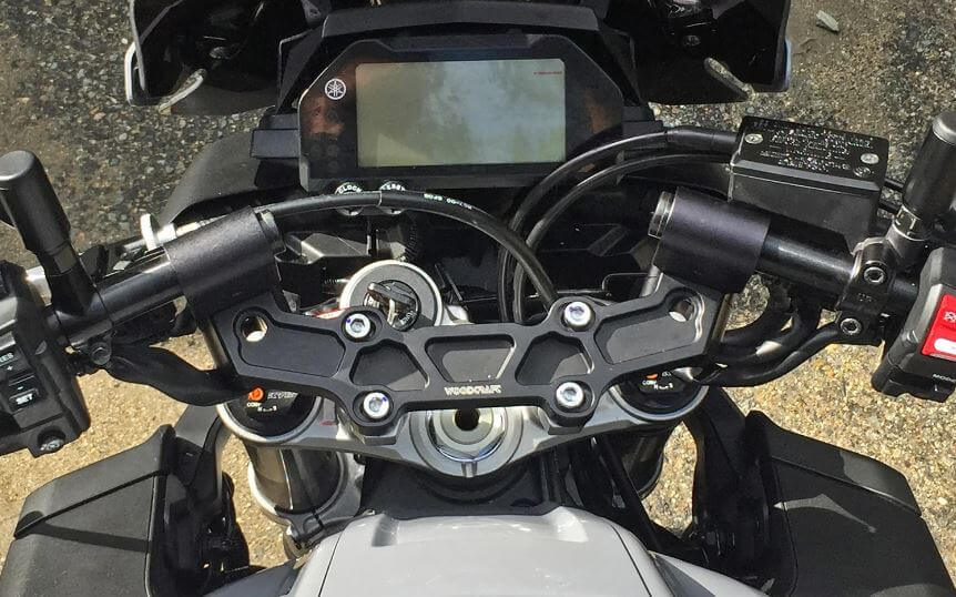 Woodcraft Clip-On Adapter Plate Riser Set w.Long Black Bars '17-'23 Yamaha MT-10/FZ-10