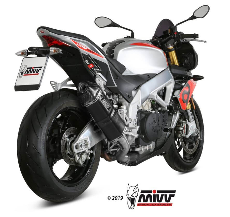 MIVV Speed Edge Black Stainless Steel Slip-On Exhaust '18-'20 Aprilia Tuono V4 1100