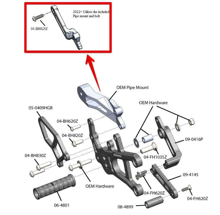 Woodcraft Complete Rearset '22-'24 Yamaha MT-10