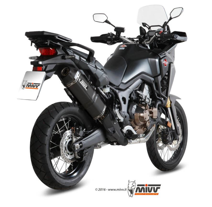 MIVV Speed Edge Black Stainless Steel Slip-On Exhaust '16-'19 Honda CRF 1000 L Africa Twin