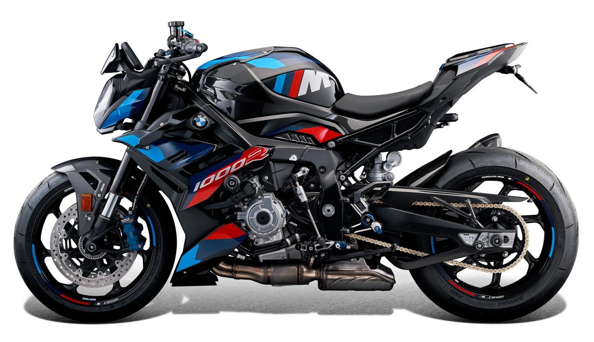 Evotech Performance Front and Rear Axle Sliders BMW S1000R nearside view