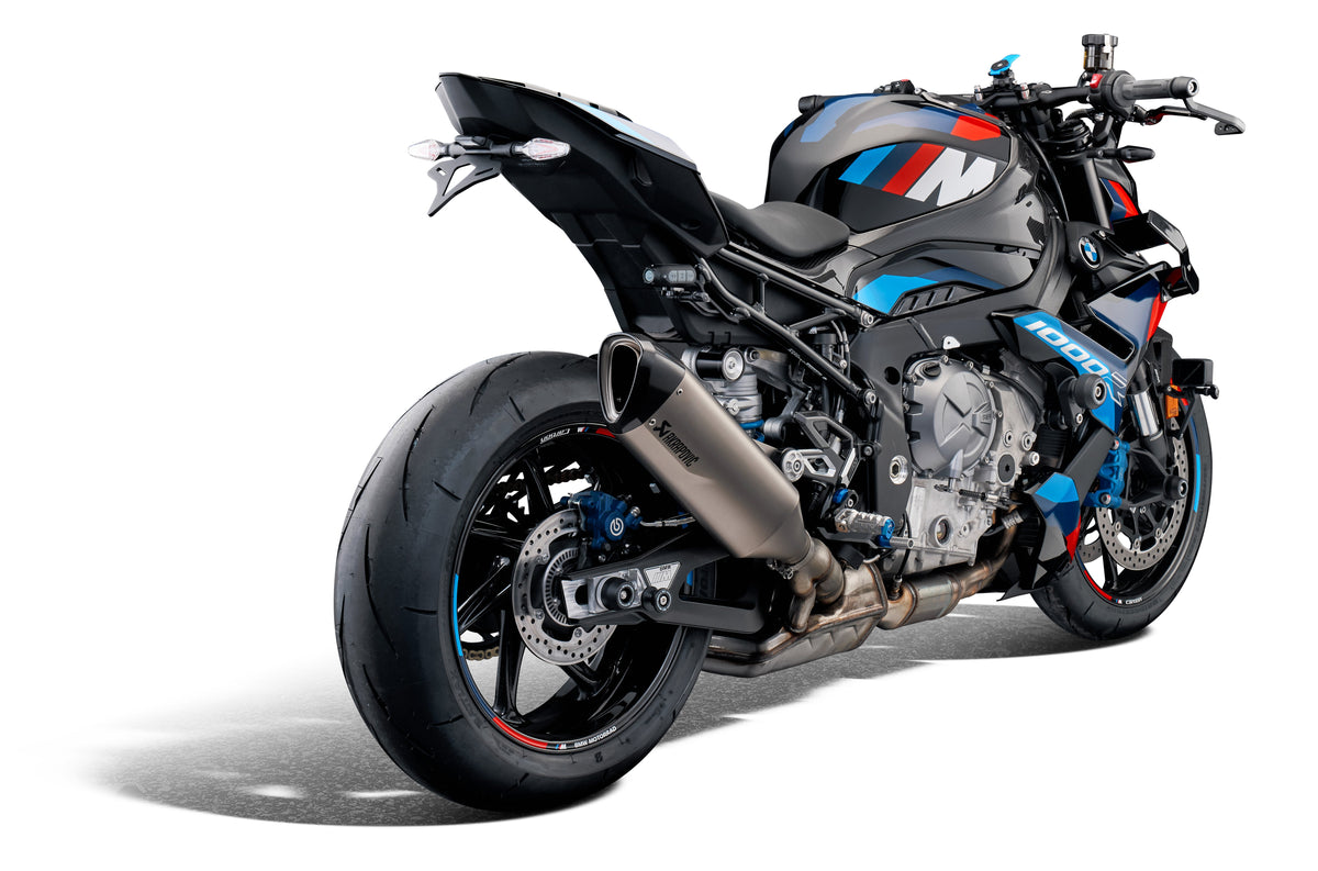 Evotech Performance Rear Axle Sliders fitted to BMW S1000R offside three-quarter rear view