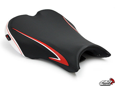LuiMoto Sport Seat Covers '06-'12 Triumph Daytona 675/R - CF Black/Red/White - Motostarz USA