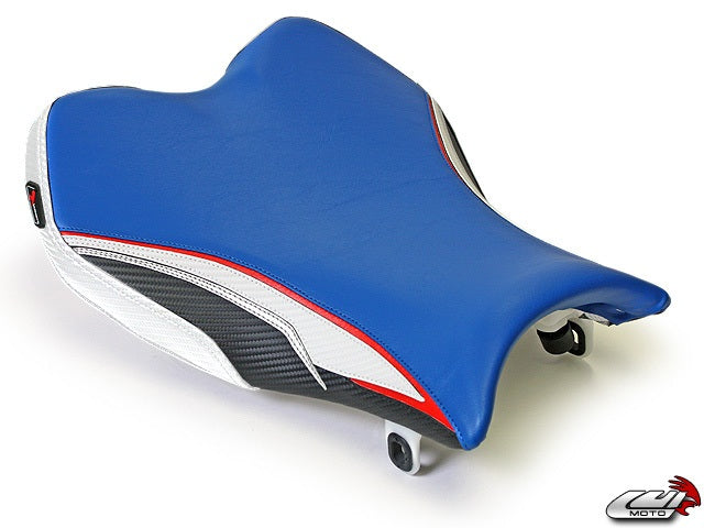 LuiMoto Team Suzuki TYPE II Seat Covers for 2009-2014 Suzuki GSXR 1000 - Blue/Red/CF Blk/CF Pearl
