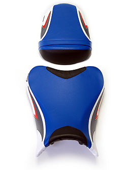 LuiMoto Sport Seat Covers '08-'10 Suzuki GSXR 600/750 -Deep Blue/White - Motostarz USA