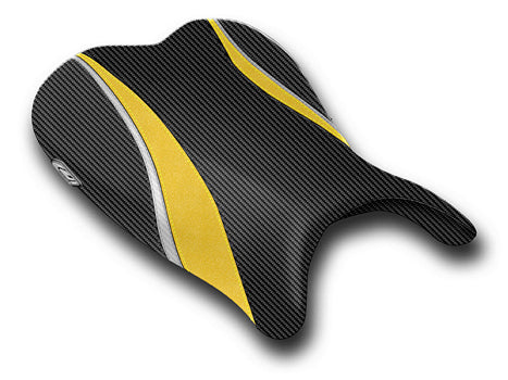 LuiMoto Team Suzuki Seat Covers for 2006-2007 Suzuki GSX-R 600/750 - CF Black/Deep Yellow/CF Silver