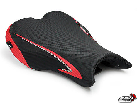 LuiMoto Sport Seat Covers '06-'12 Triumph Daytona 675/R - CF Black/CF Red - Motostarz USA
