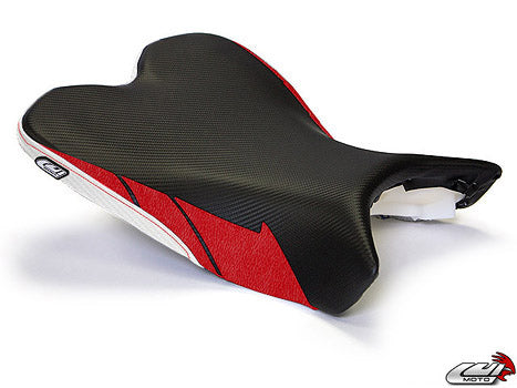 LuiMoto Sport Seat Covers '09-'14 Yamaha YZF R1 - CF Black/Red/CF Pearl - Motostarz USA