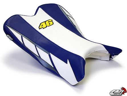 LuiMoto Limited Edition Seat Cover '09-'14 Yamaha YZF R1 - CF White/Blue - Motostarz USA