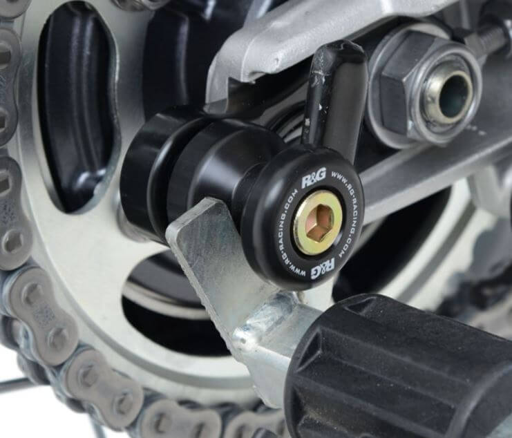 R&G Offset Cotton Reel Swingarm Spools Triumph '16-'18 Street Twin, '16-'18 Thruxton 1200/R