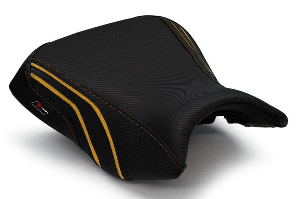 LuiMoto Sport Seat Covers '12-'16 Kawasaki ER6N/ER6F (Ninja 650R) - CF Black/Yellow