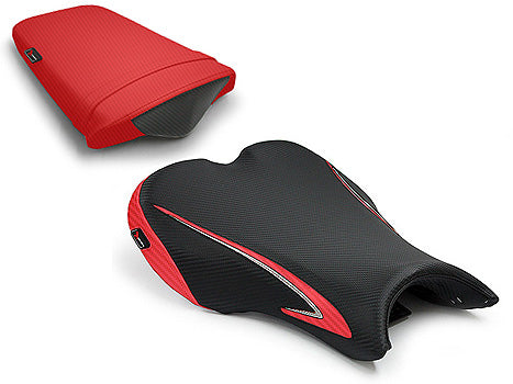 LuiMoto Sport Seat Covers '06-'12 Triumph Daytona 675/R - CF Black/CF Red - Motostarz USA