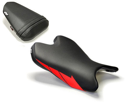 LuiMoto Sport Seat Covers '08-'16 Yamaha YZF R6 - CF Black/Red - Motostarz USA