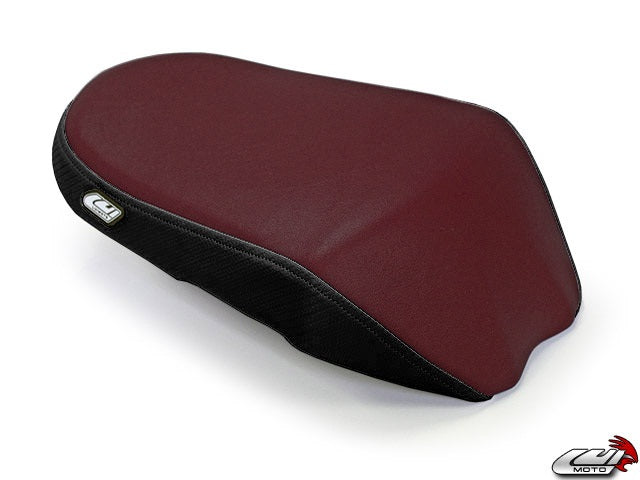 LuiMoto Team Suzuki TYPE II Seat Covers for 2009-2014 Suzuki GSXR 1000 - Burgundy/Silver/CF Black