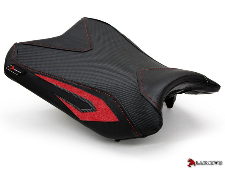 LuiMoto Team Kawasaki Seat Cover for 2013-2015 Kawasaki Ninja 300 - Black/CF Black/Red