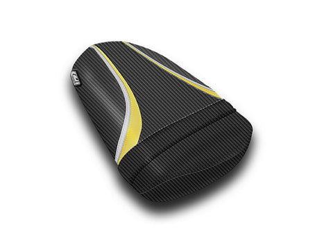 LuiMoto Team Suzuki Seat Covers for 2006-2007 Suzuki GSX-R 600/750 - CF Black/Deep Yellow/CF Silver
