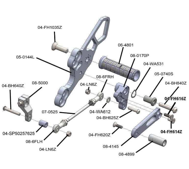 Woodcraft Complete Rearset Kit w/Pedals '18-'22 Kawasaki Ninja 400/Z400 | STD/GP Shift