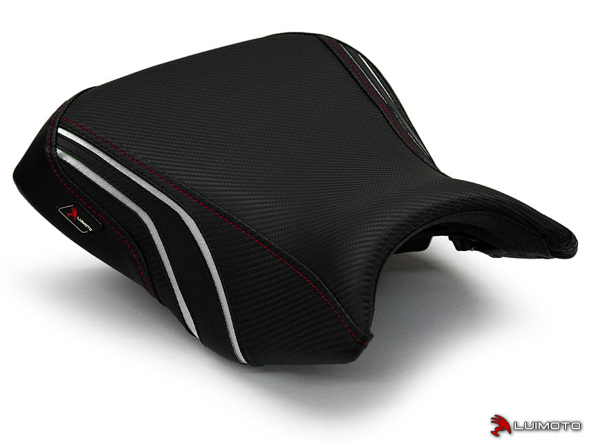LuiMoto Team Kawasaki Seat Cover - 2012-2014 Kawasaki ER6n / ER6f (Ninja 650R) - CF Black/Silver