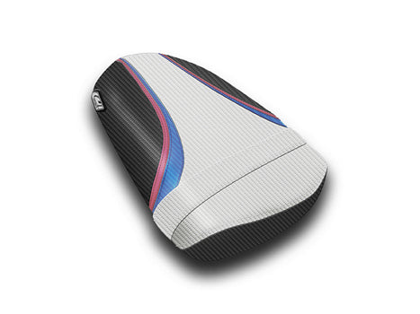 LuiMoto Team Suzuki Seat Covers for 2006-2007 Suzuki GSX-R 600/750 - CF Pearl/CF Blue/Red