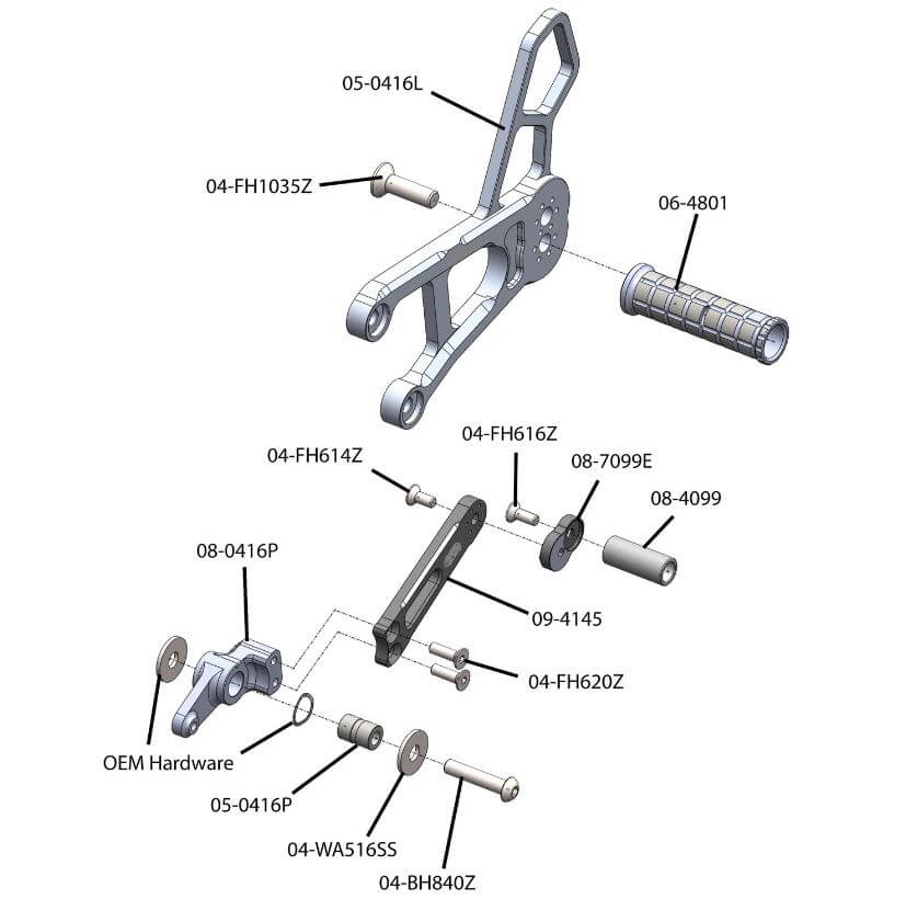 Woodcraft Adjustable Rearsets Complete Kit '17-'22 Yamaha FZ-10/MT-10