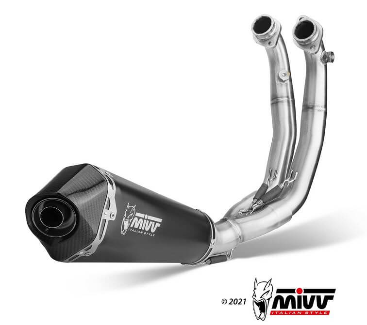MIVV Delta Race Black Stainless Steel Full Exhaust 20-26 Aprilia Tuono 660