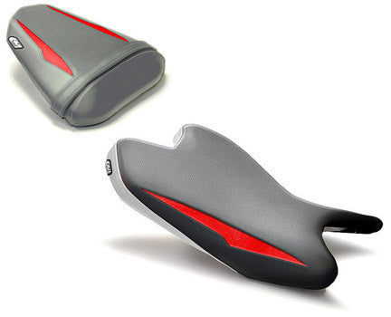 LuiMoto Raven Edition Seat Cover '08-'16 Yamaha YZF R6 - Silver/Red/White - Motostarz USA