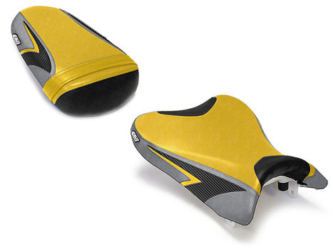 LuiMoto Sport Seat Covers '08-'10 Suzuki GSXR 600/750 - Deep Yellow/Silver - Motostarz USA