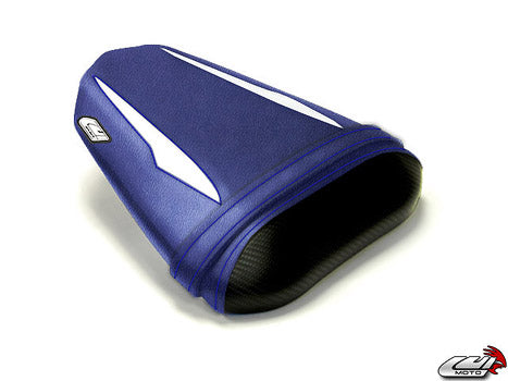 LuiMoto Raven Edition Seat Cover '08-'16 Yamaha YZF R6 - CF Black/White/Blue - Motostarz USA