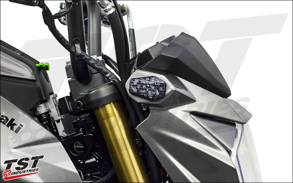 TST LED Front Flushmount Turn Signals for 17-26 Kawasaki Z125