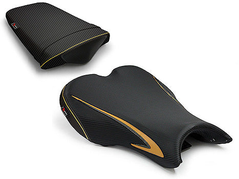 LuiMoto Sport Seat Covers '06-'12 Triumph Daytona 675/R - CF Black/Gold - Motostarz USA