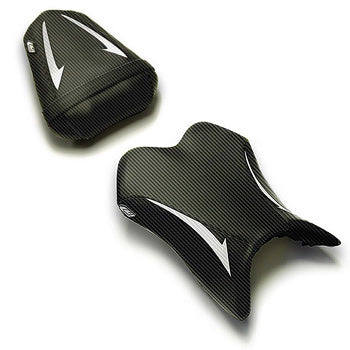 LuiMoto Raven Seat Cover 2007-2008 Yamaha YZF R1 - CF Black/CF White