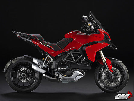 LuiMoto Team Italia Seat Covers 2010-2014 Ducati Multistrada - CF Black w/Red Stitching
