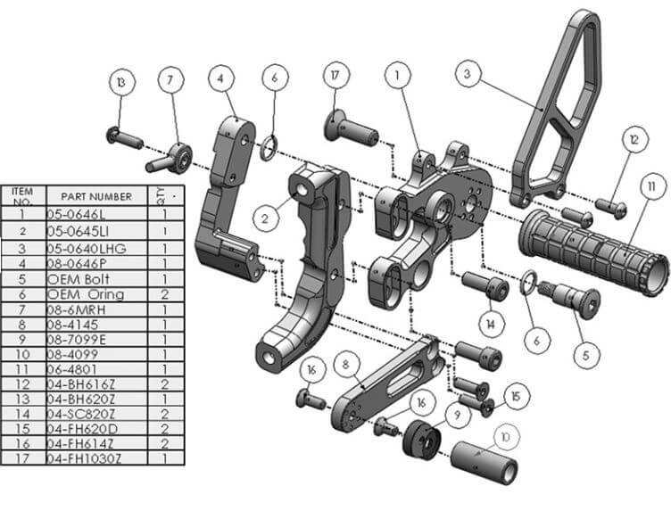 Woodcraft Complete Rearset Kit GP Shift for Ducati Panigale 899/1199