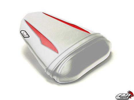 LuiMoto Raven Edition Seat Cover '08-'16 Yamaha YZF R6 - CF White/Deep Red - Motostarz USA
