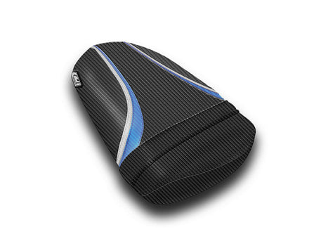LuiMoto Team Suzuki Seat Covers for 2006-2007 Suzuki GSX-R 600/750 - CF Black/CF Blue/CF Silver