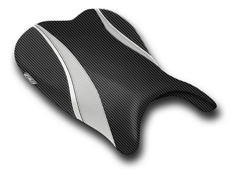 LuiMoto Team Suzuki Seat Covers for 2006-2007 Suzuki GSX-R 600/750 - CF Black/CF Silver/CF Pearl