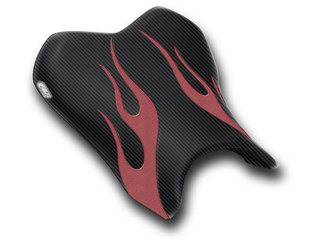 LuiMoto Flame Edition Seat Cover 06-07 Yamaha YZF-R6 - Cf Black/Deep Red