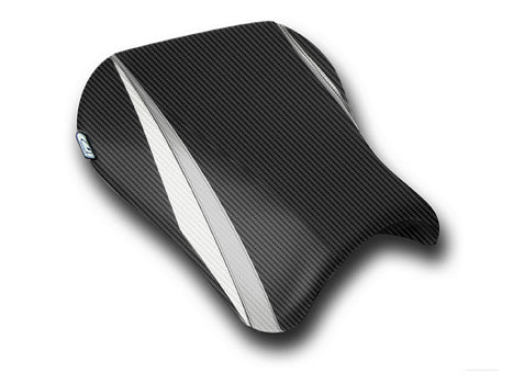 LuiMoto Team Suzuki Seat Covers for 2004-2005 Suzuki GSX-R 600/750 - CF Black/CF Silver/CF Pearl