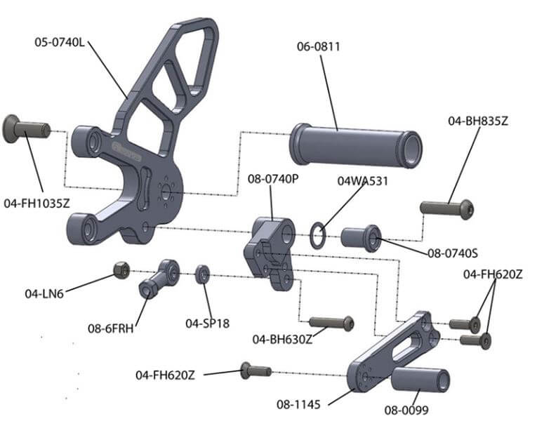 Woodcraft Complete Rearsets STD Shift for '11-'16 Aprilia RSV4 APRC/Tuono