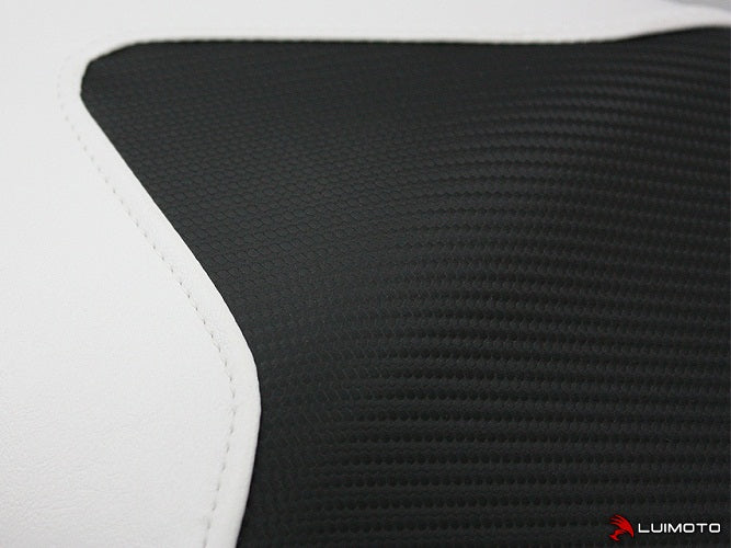LuiMoto Team Triumph Seat Cover 2007-2012 Triumph Street Triple - Cf Black/White/Black