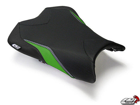 LuiMoto Sport Rider Seat Cover '09-'12 Kawasaki ZX6R - CF Black/Green - Motostarz USA