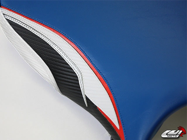 LuiMoto Team Suzuki TYPE II Seat Covers for 2009-2014 Suzuki GSXR 1000 - Blue/Red/CF Blk/CF Pearl