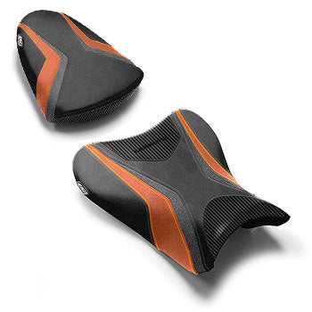 LuiMoto Team Suzuki Seat Covers 2007-2008 Suzuki GSX-R1000 - Cf Black/Black/Gunmetal/Orange