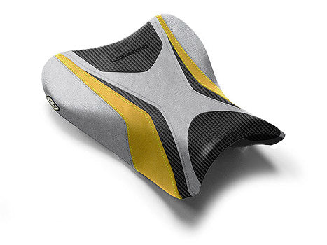LuiMoto Team Suzuki Seat Covers 2007-2008 Suzuki GSX-R1000 - Cf Black/Silver/Yellow