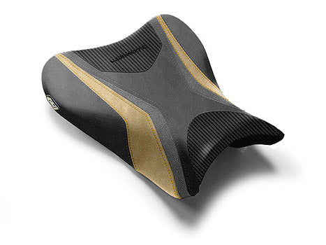 LuiMoto Team Suzuki Seat Covers 2007-2008 Suzuki GSX-R1000 - Cf Black/Gunmetal/Deep Gold