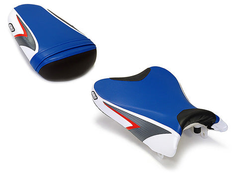 LuiMoto Sport Seat Covers '08-'10 Suzuki GSXR 600/750 -Deep Blue/White - Motostarz USA